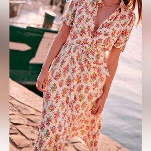 Sézane Size 36 Floral Shirt Dress